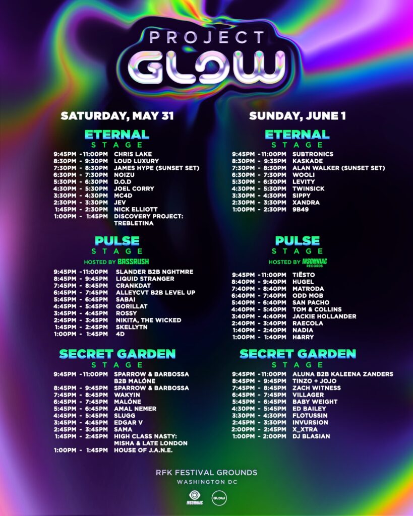 Project GLOW 2025 Set Times