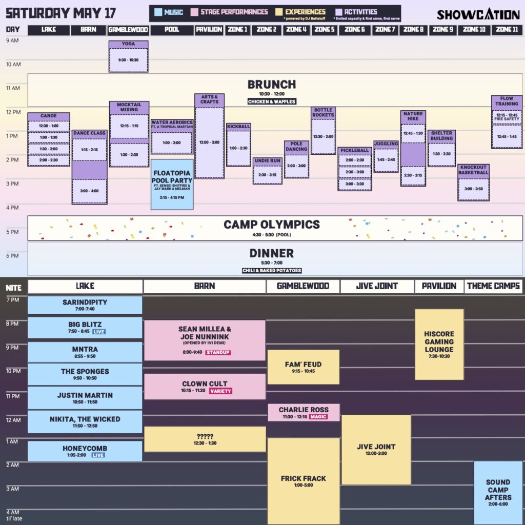 Showcation 2025 Schedule - Saturday
