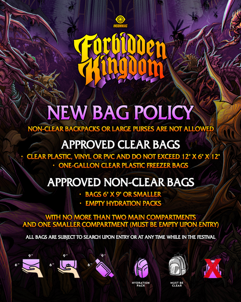 Forbidden Kingdom 2025 - Bag Policy