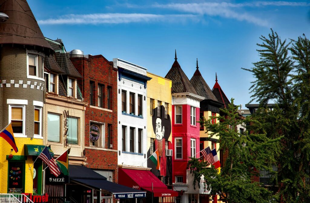 Colorful buildings in Adams Morgan, DC