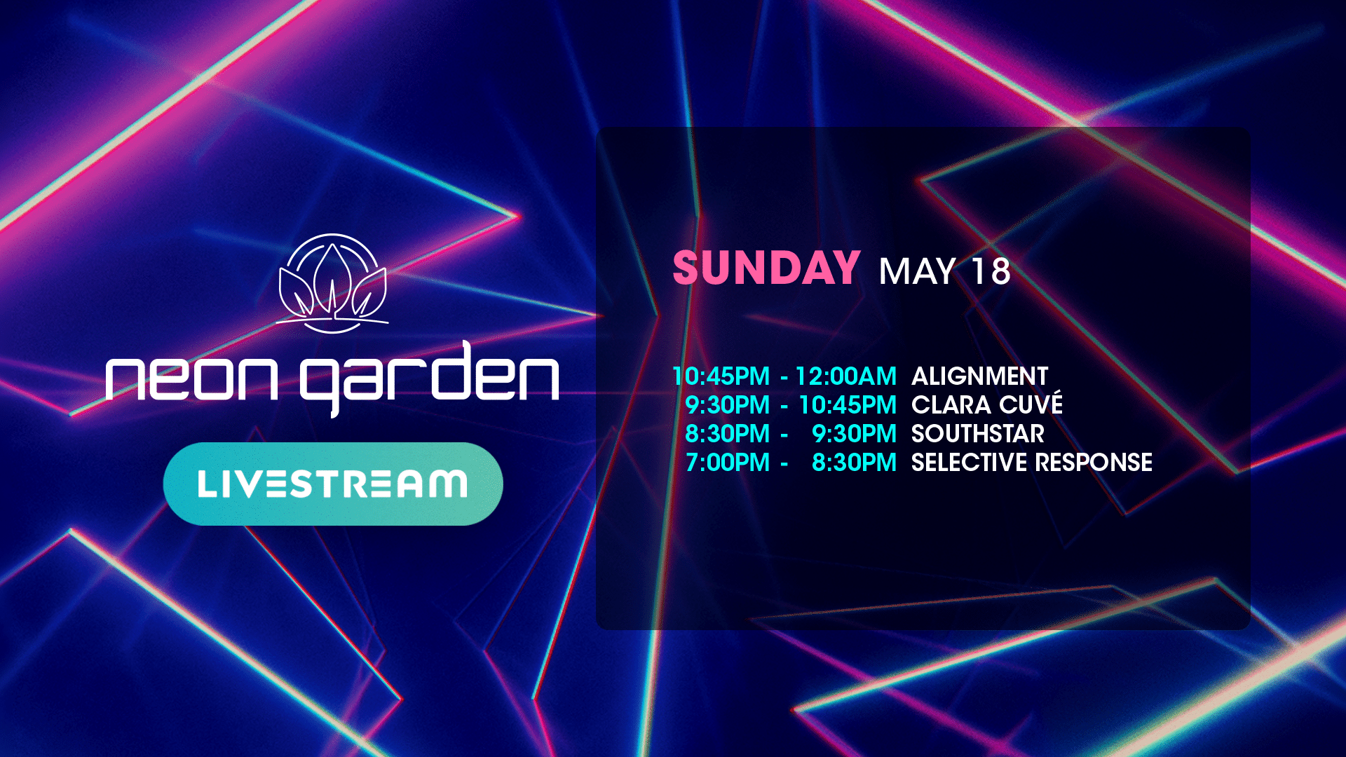 EDC Las Vegas 2025 - Neon Garden Livestream Sunday Set Times