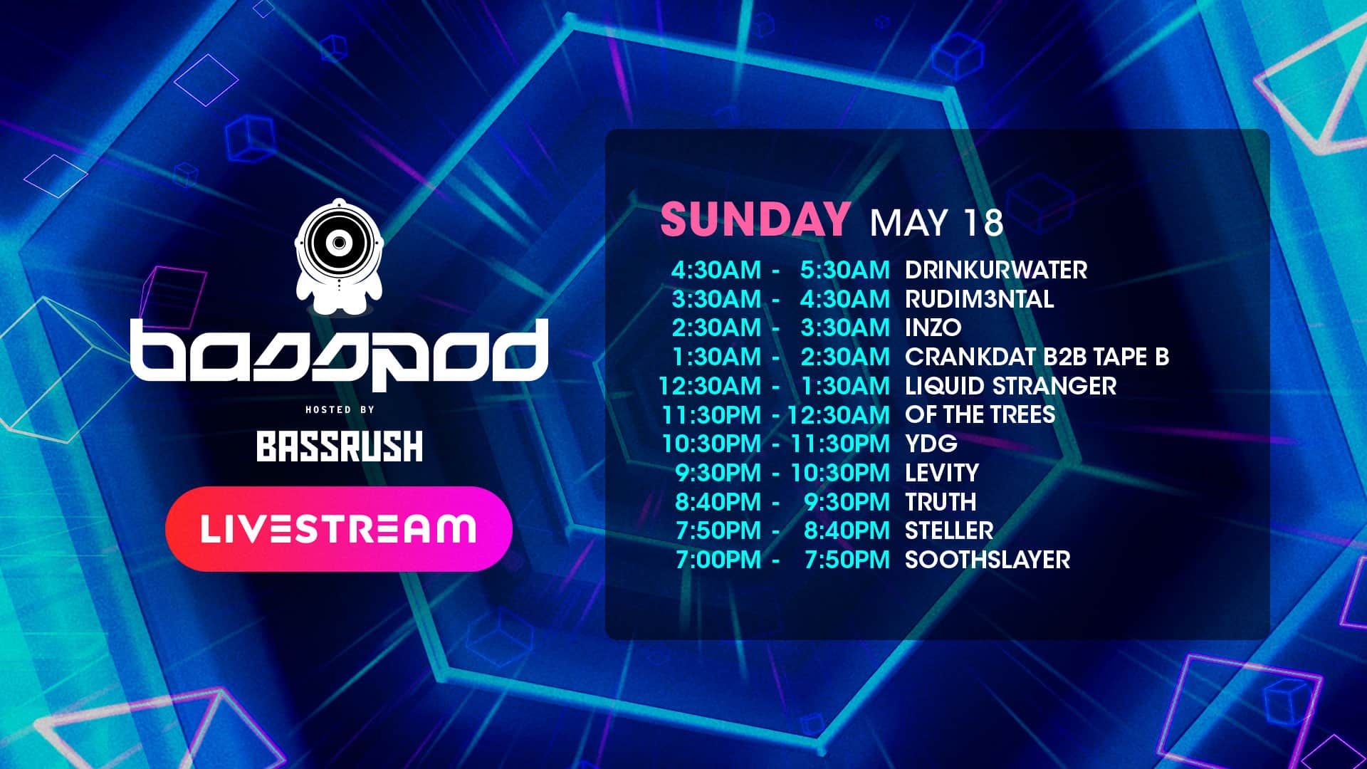 EDC Las Vegas 2025 - Basspod Livestream Sunday Set Times