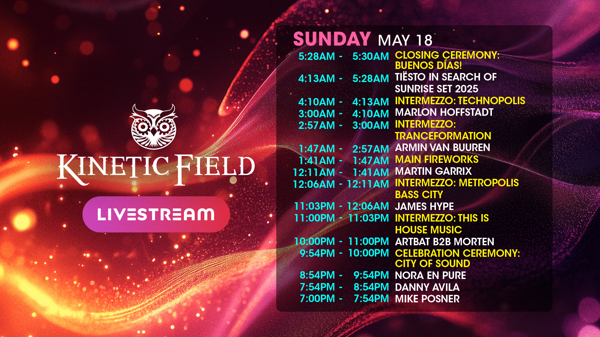 EDC Las Vegas 2025 - Kinetic Field Livestream Sunday Set Times