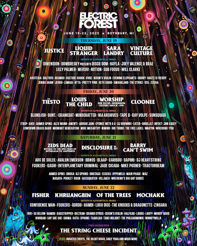 Electric Forest 2025 - Final Lineup + Day Splits