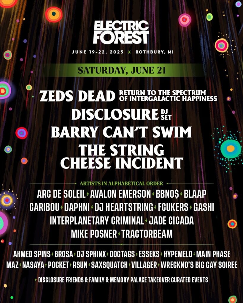 Electric Forest 2025 Lineup - Saturday