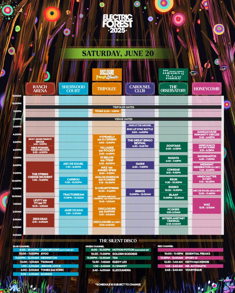 Electric Forest 2025 Set Times - Saturday