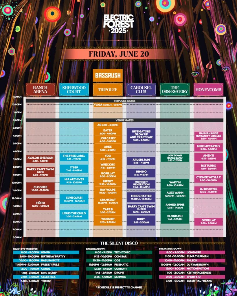 Electric Forest 2025 Set Times - Friday