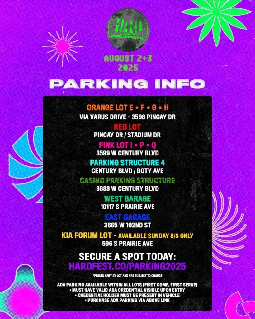 HARD Summer 2025 - Shuttles, Parking, and Rideshare Info