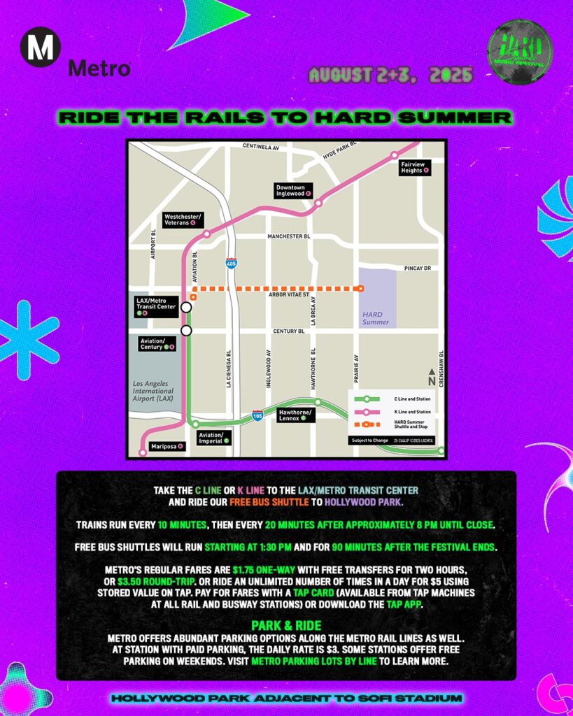 HARD Summer 2025 - Shuttles, Parking, and Rideshare Info