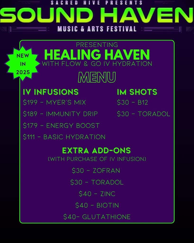 Sound Haven 2025 - Healing Haven with Flow & Go Hydration Info