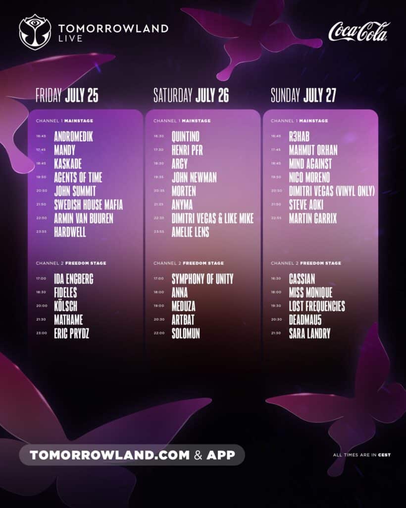 Tomorrowland 2025 - Weekend 2 Livestream Schedule