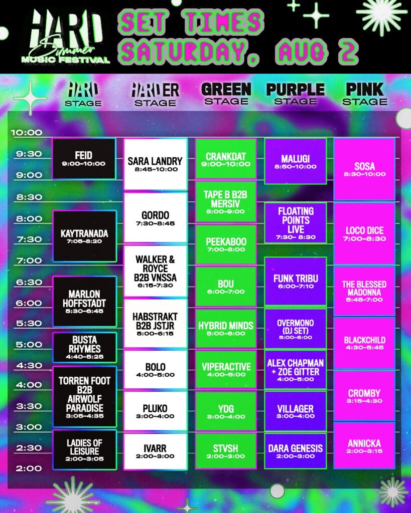 HARD Summer 2025 Set Times - Saturday