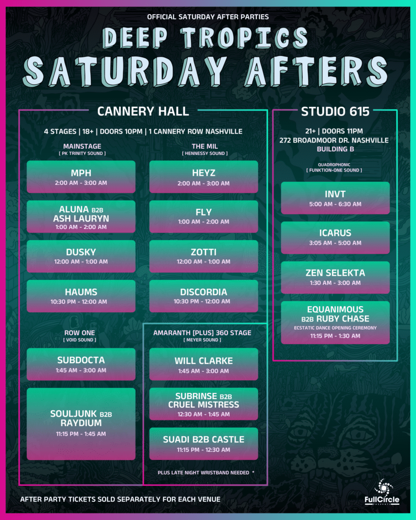 Deep Tropics 2025 - Saturday Night After Party Lineups