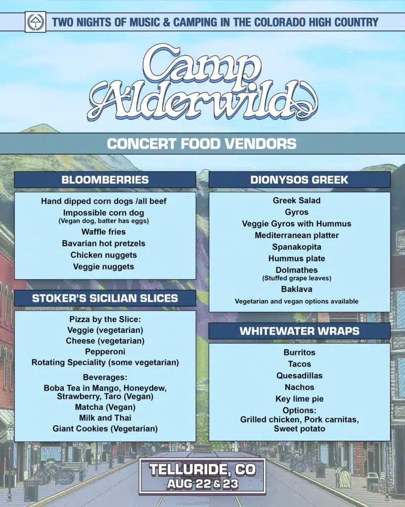 Camp Alderwild food vendors