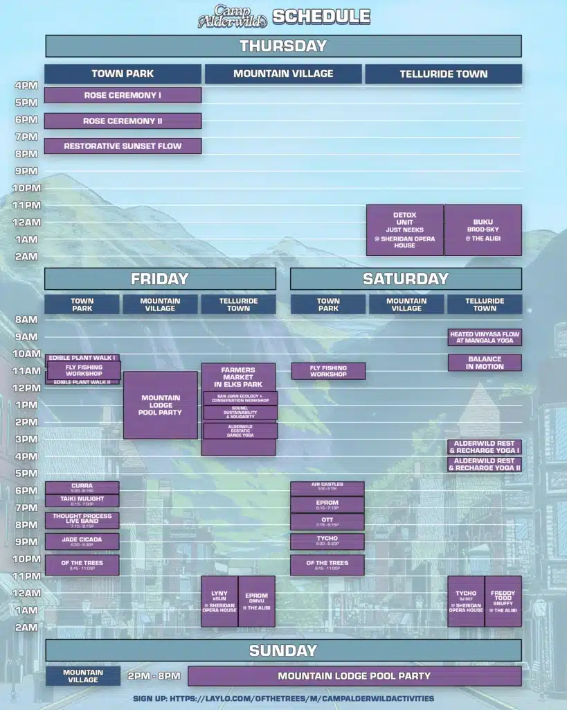 CampAlderwild Schedule