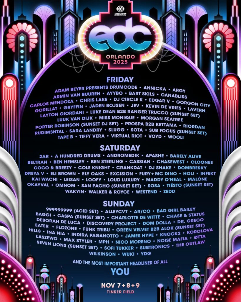 EDC Orlando 2025 - Lineup By Day