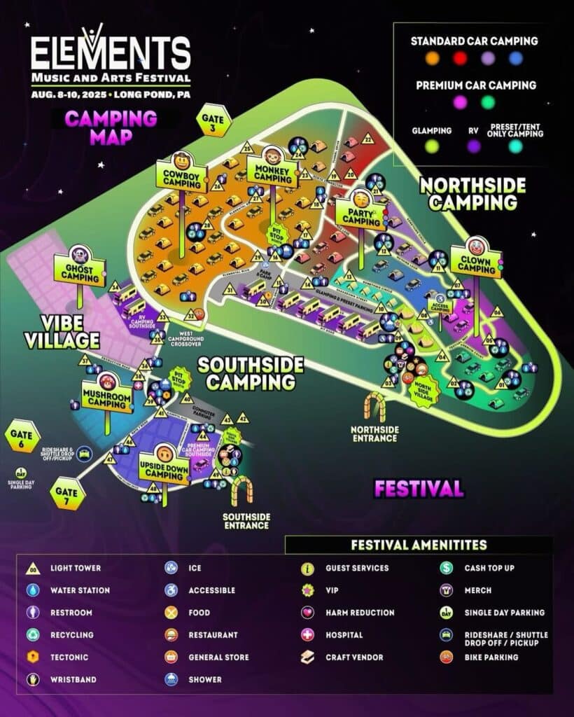 Elements 2025 Camping Map