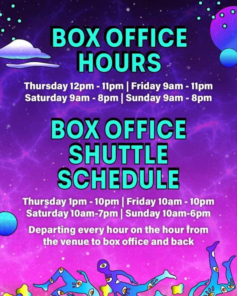Elements 2025 Box Office Hours & Shuttle Schedule