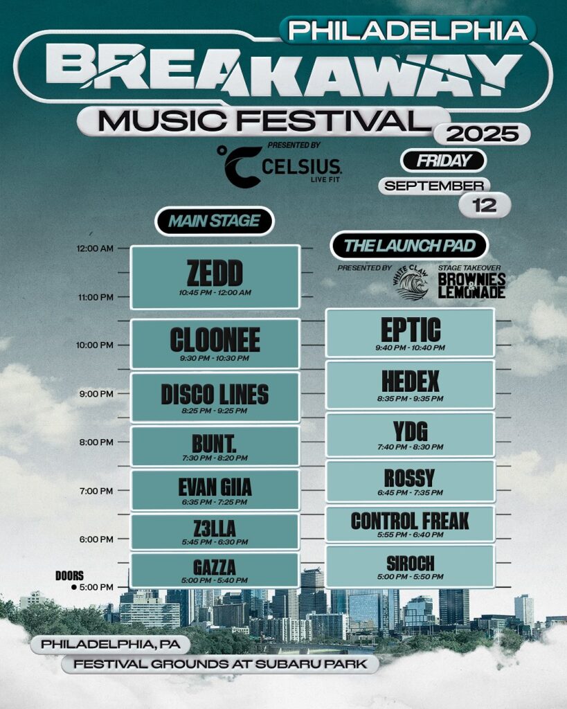 Breakaway Philadelphia 2025 Set Times - Friday