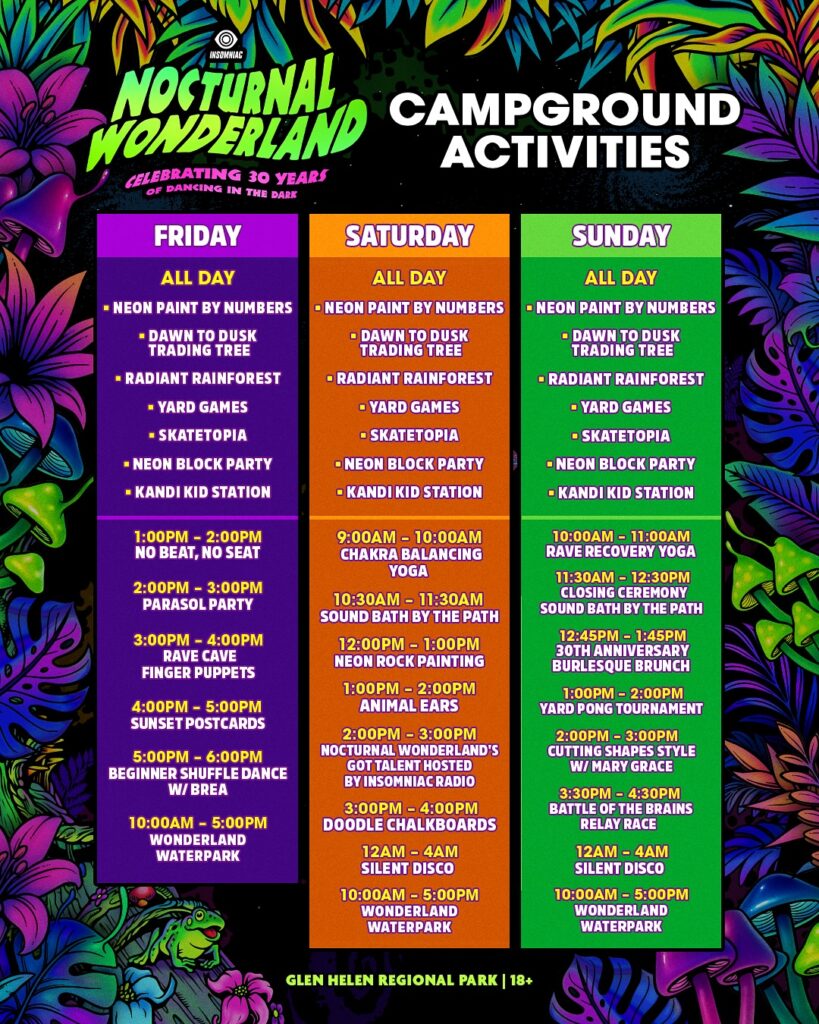 Nocturnal Wonderland 2025 Campground Activities