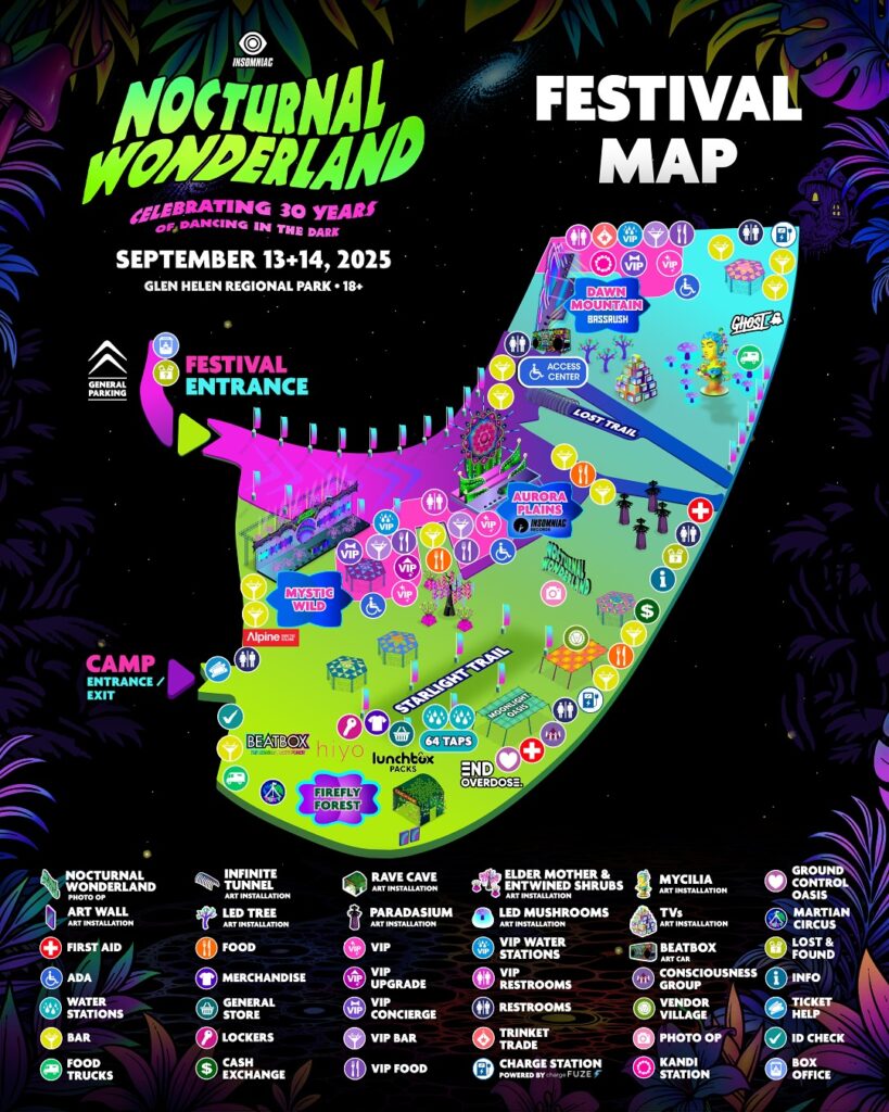 Nocturnal Wonderland 2025 Festival Map