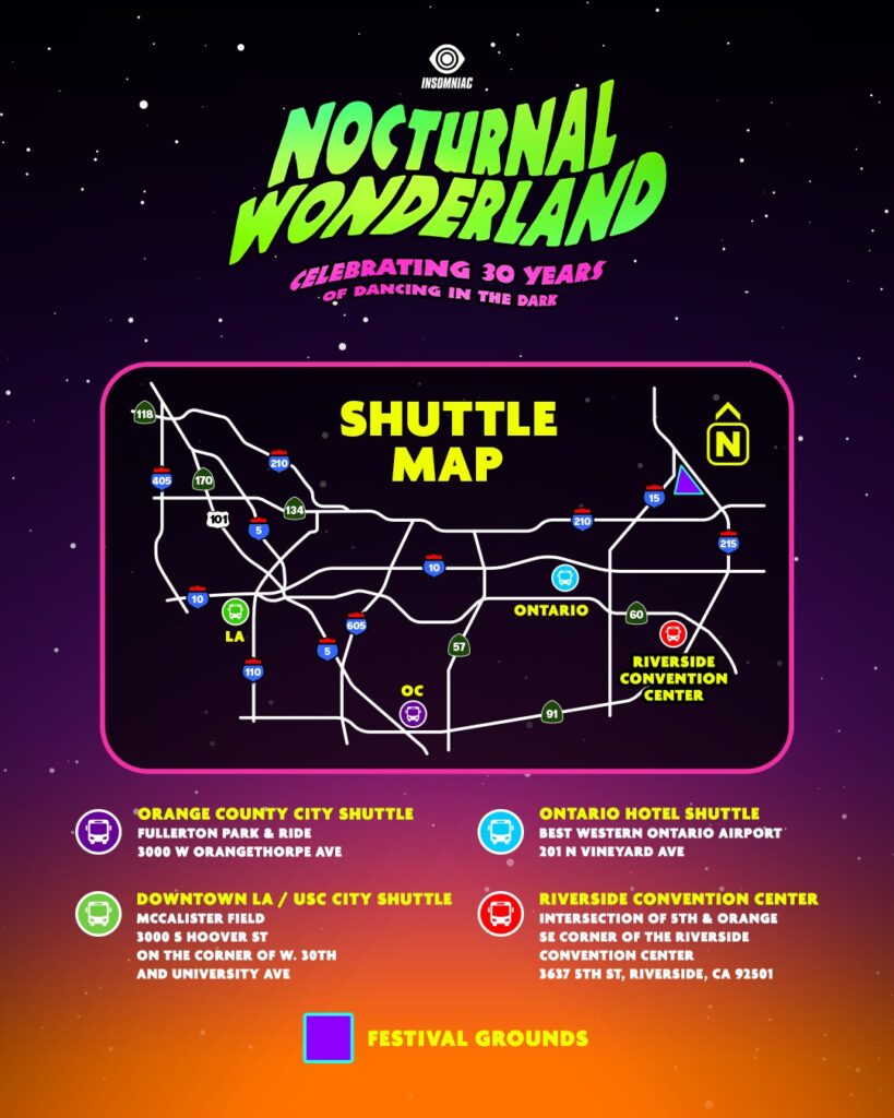 Nocturnal Wonderland 2025 Shuttle Map