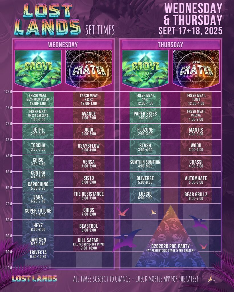 Lost Lands 2025 - Set Times - Wednesday / Thursday