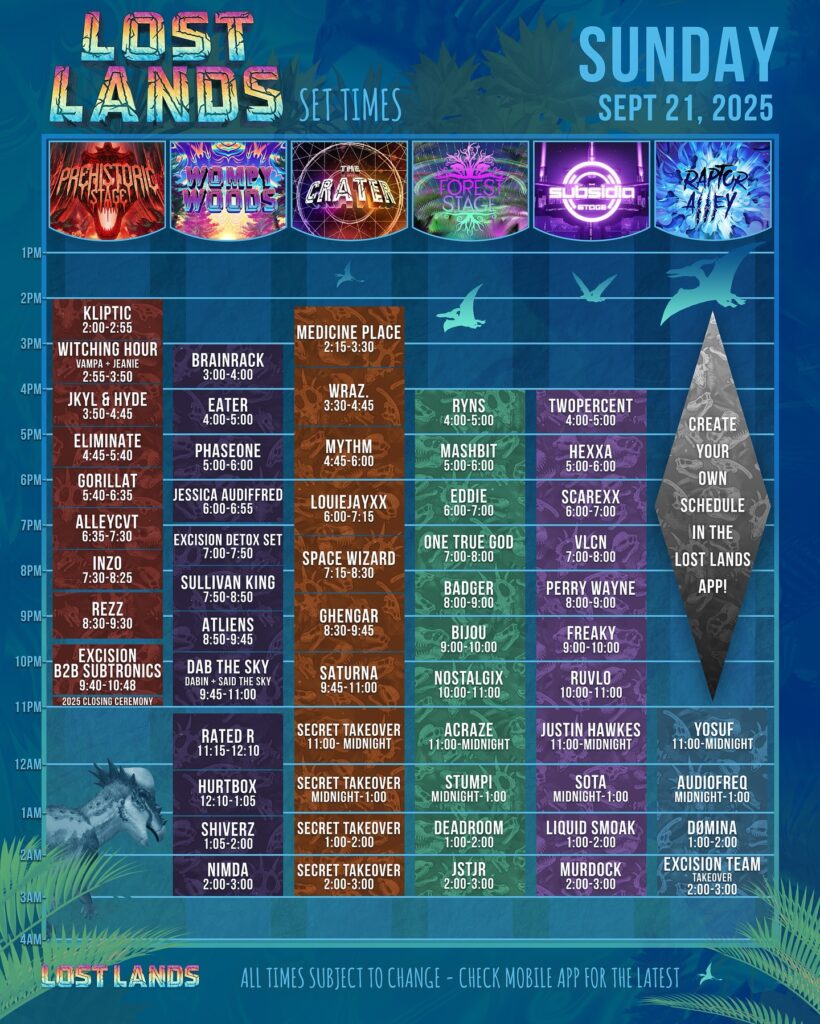 Lost Lands 2025 - Set Times - Sunday