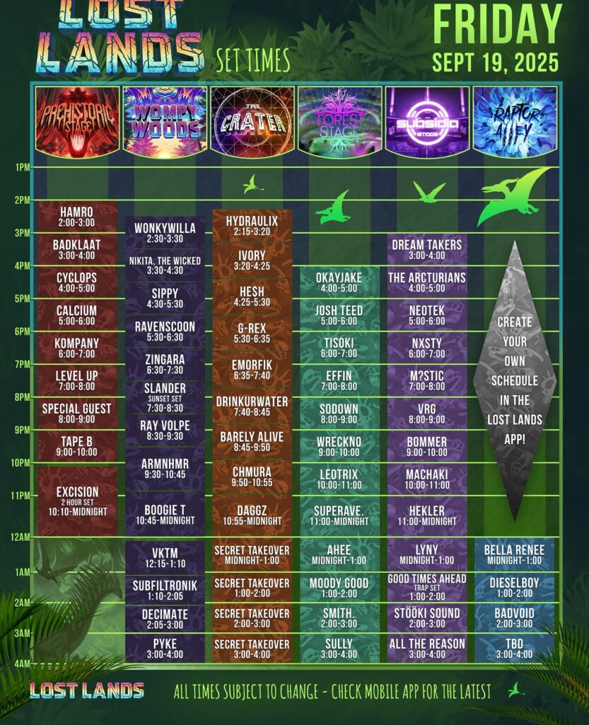 Lost Lands 2025 - Set Times - Friday