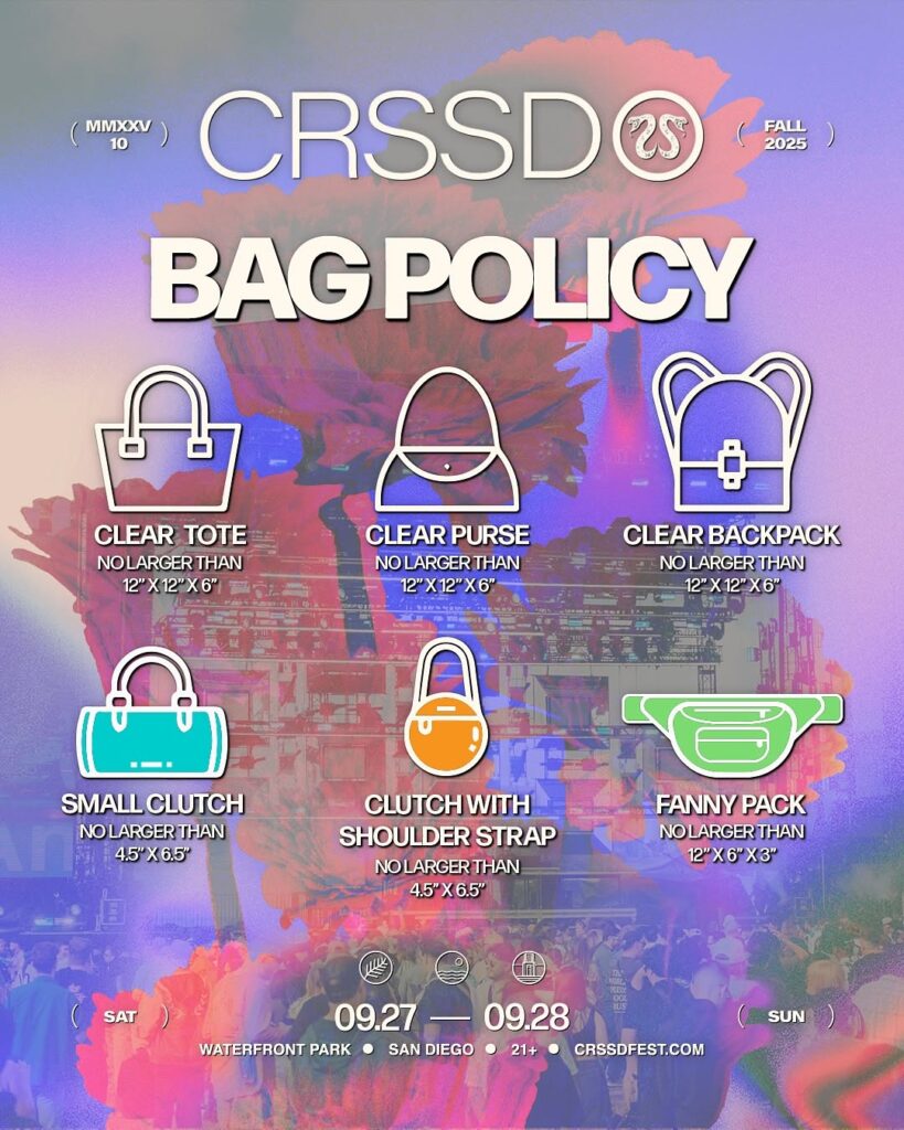 CRSSD Festival Fall 2025 Bag Policy