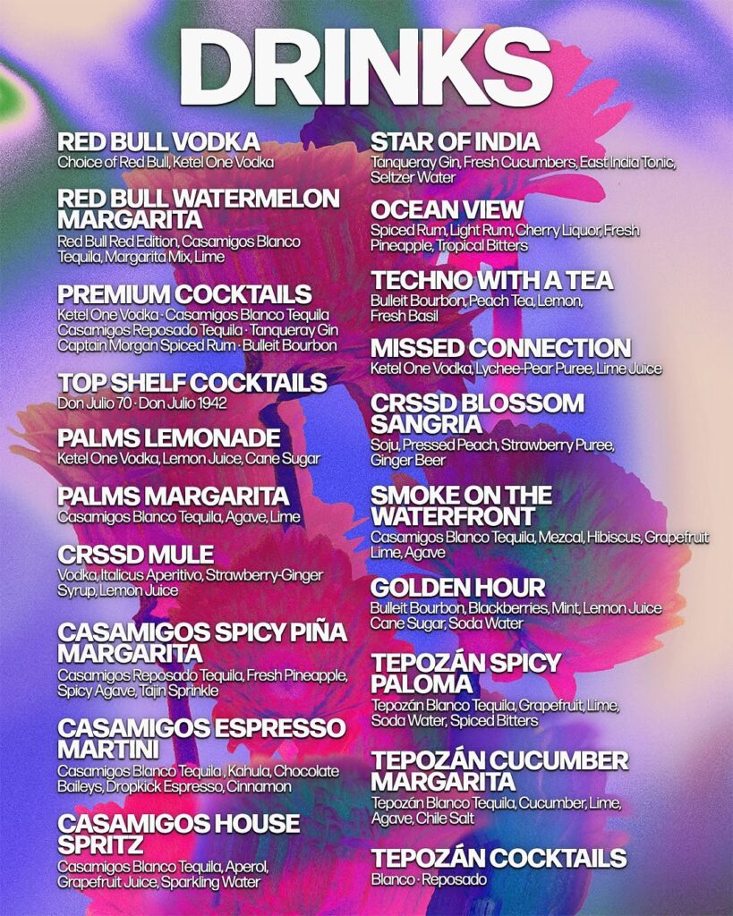 CRSSD Festival Fall 2025 – Food and Beverage Lineup