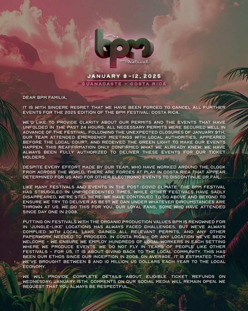 BPM Cancelation Announcement