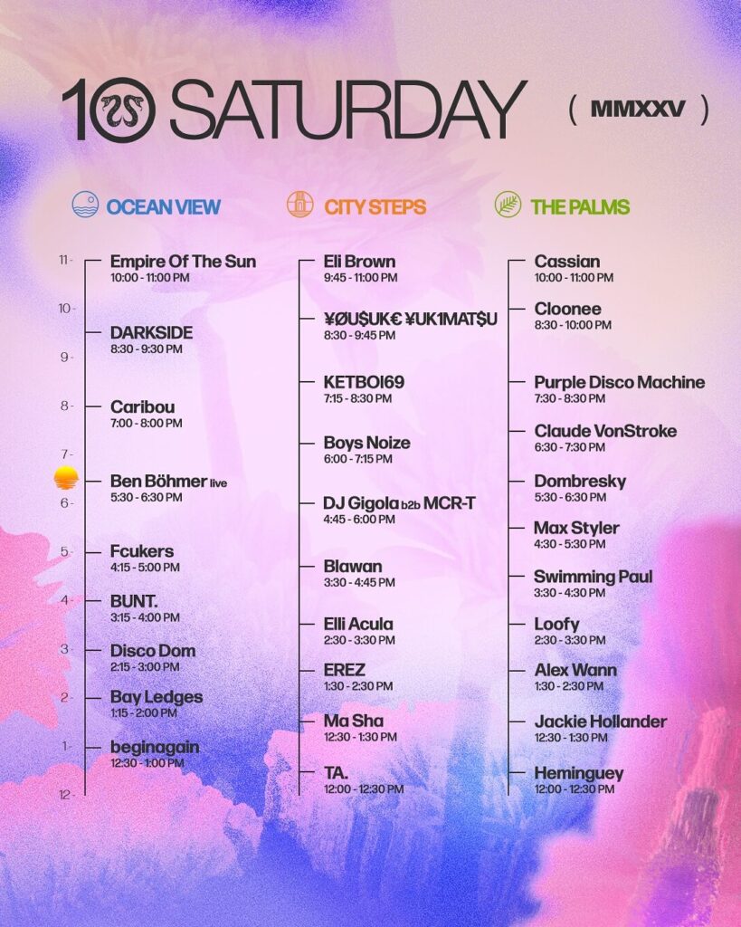 CRSSD Festival Fall 2025 – Set Times Saturday
