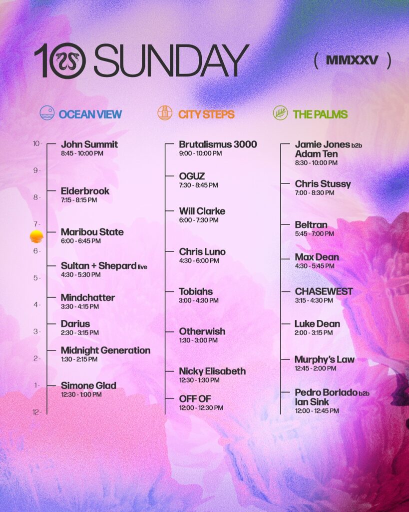 CRSSD Festival Fall 2025 – Set Times Sunday