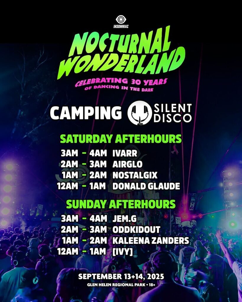 Nocturnal Wonderland 2025 - Camping Silent Disco Set Times
