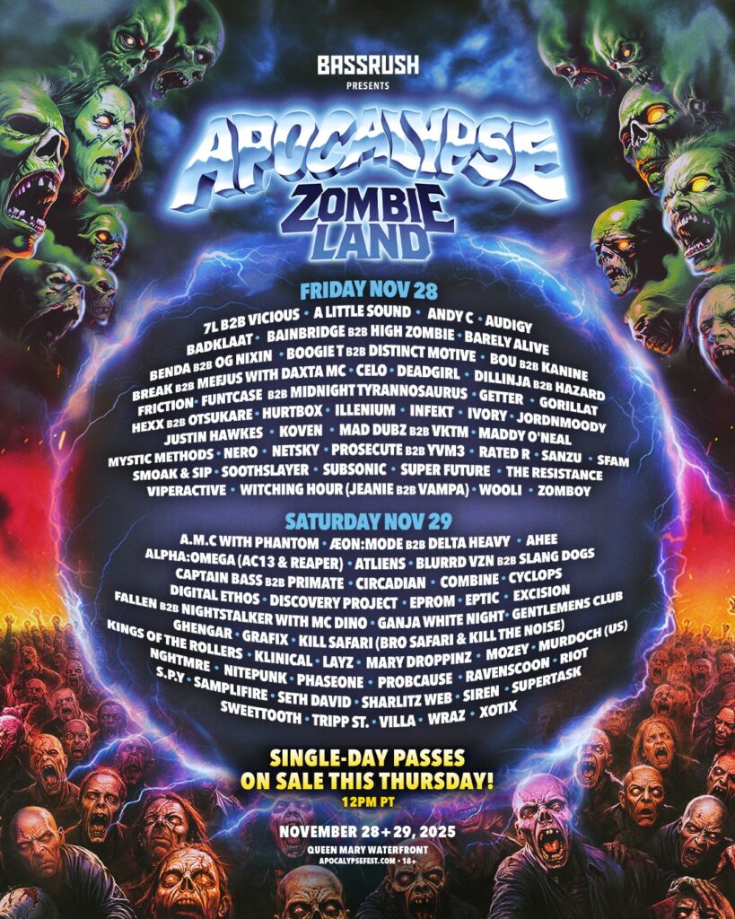 Apocalypse Zombieland 2025 - Lineup By Day