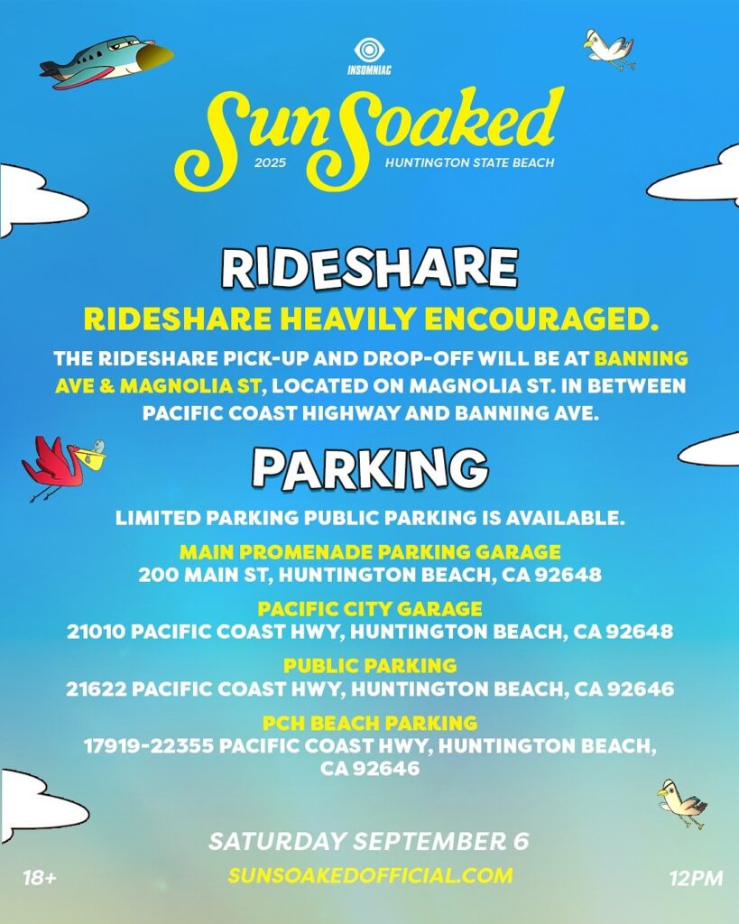 Sun Soaked 2025 - Ride Share & Parking Info