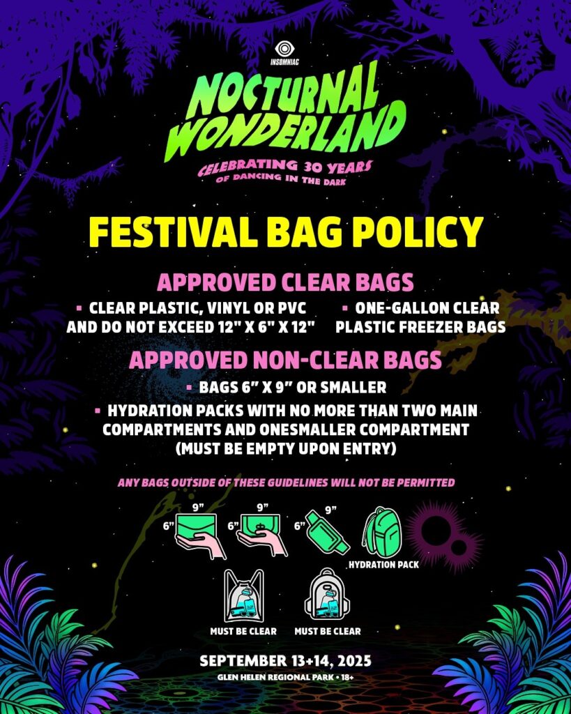 Nocturnal Wonderland 2025 Bag Policy