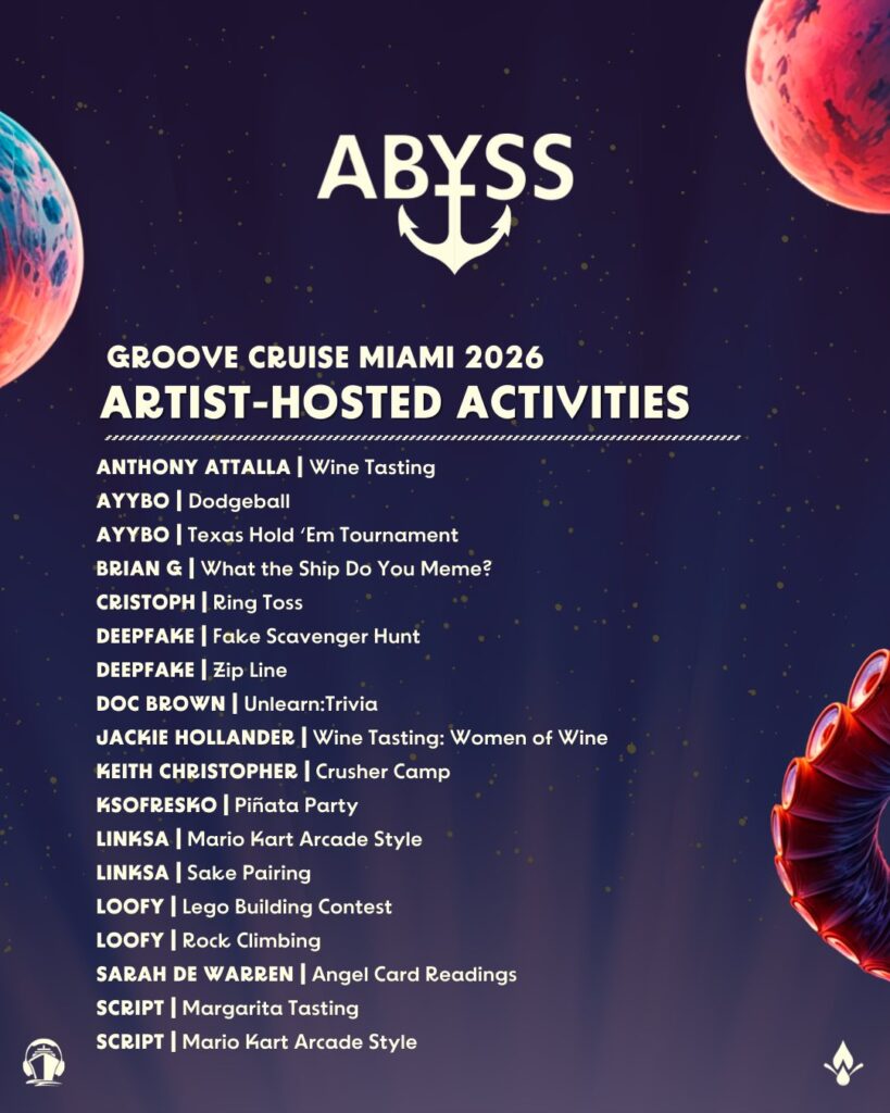 Groove Cruise Miami 2026 - Artist-Hosted Activities and Experiences