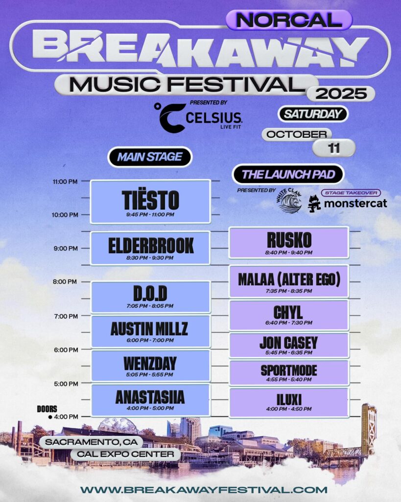 Breakaway NorCal 2025 Set Times - Saturday