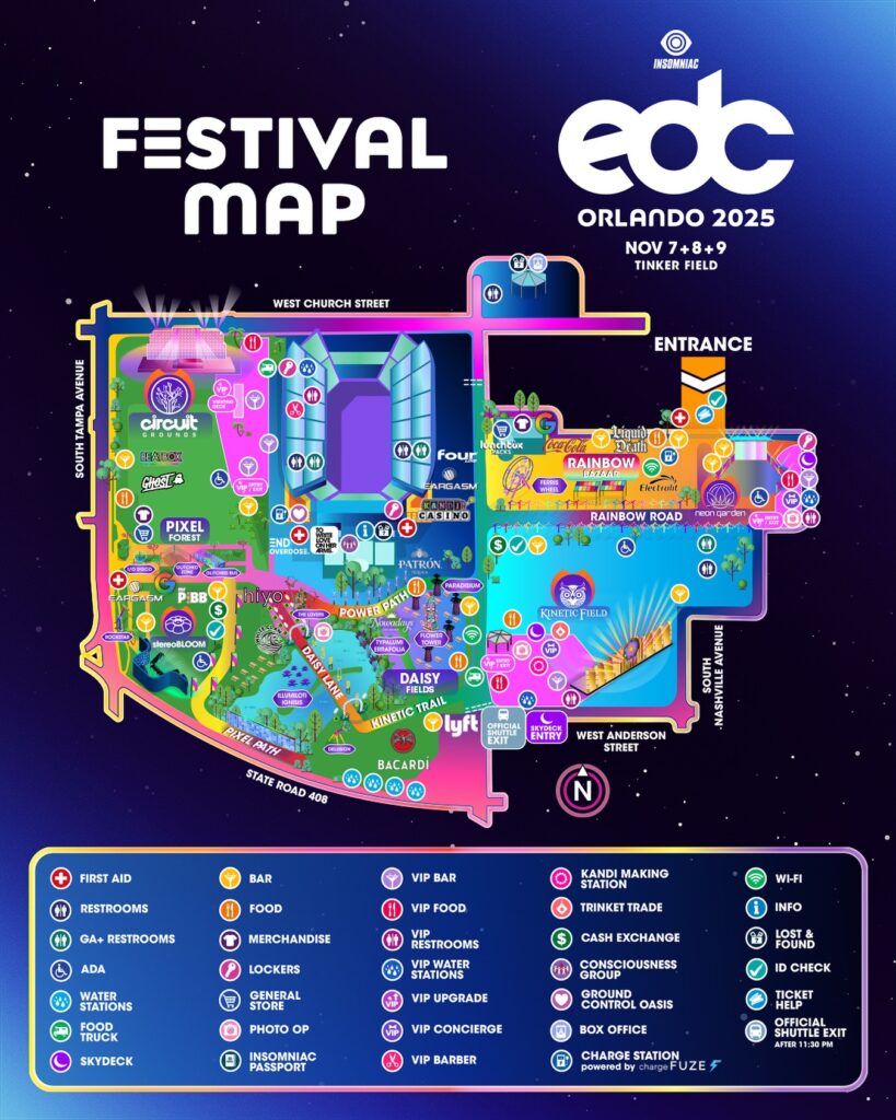 EDC Orlando 2025 Festival Map