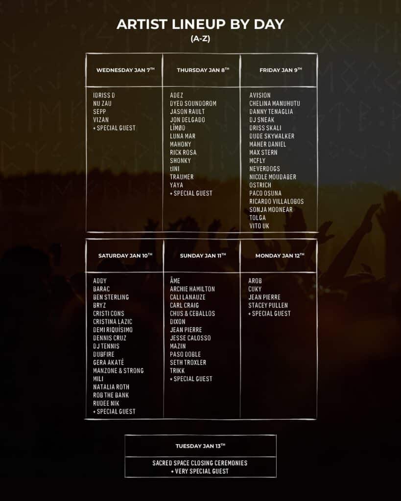 5th element lineup by day