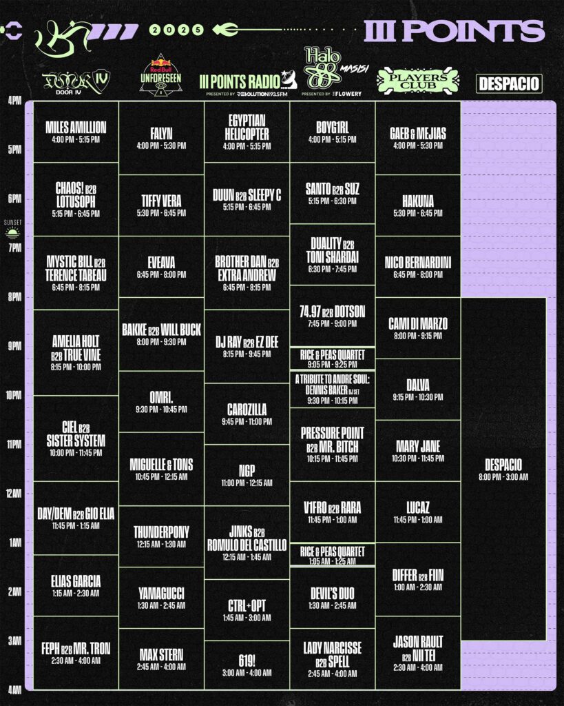 III Points Festival 2025 - Set Times Friday