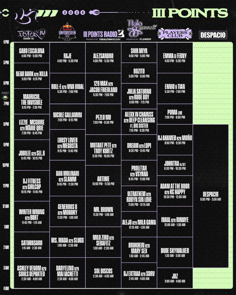 III Points Festival 2025 - Set Times Saturday