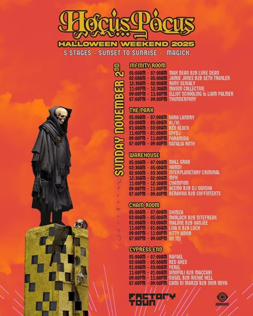 Hocus Pocus 2025 - Set Times Sunday