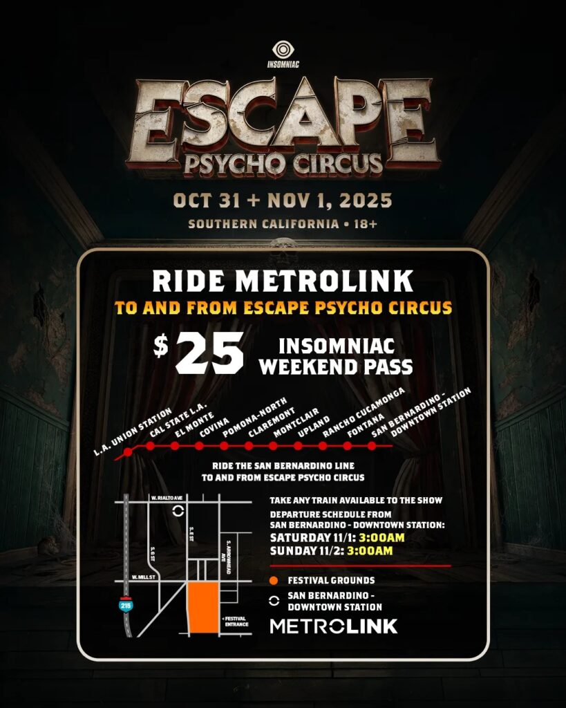 Escape Psycho Circus 2025 - Metrolink Info