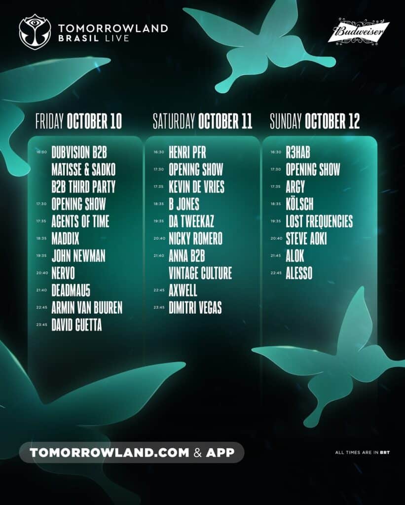 Tomorrowland Brasil 2025 - Livestream Schedule