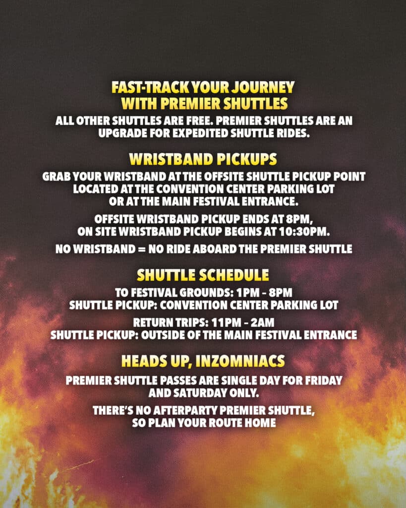 Apocalypse Zombieland 2025 Parking, Rideshare, Shuttle Info