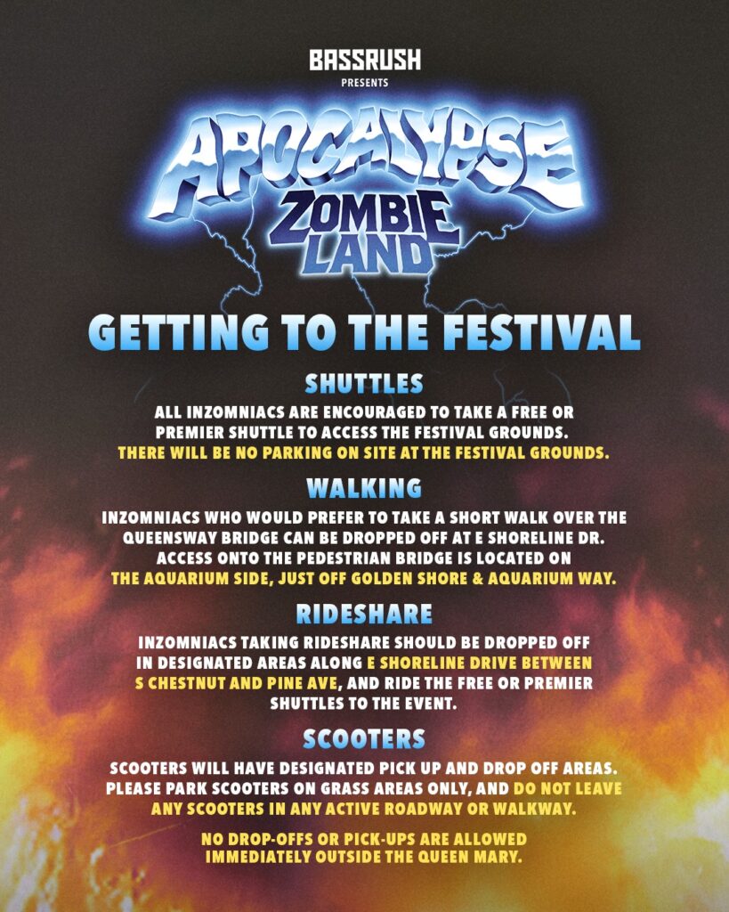 Apocalypse Zombieland 2025 Parking, Rideshare, Shuttle Info