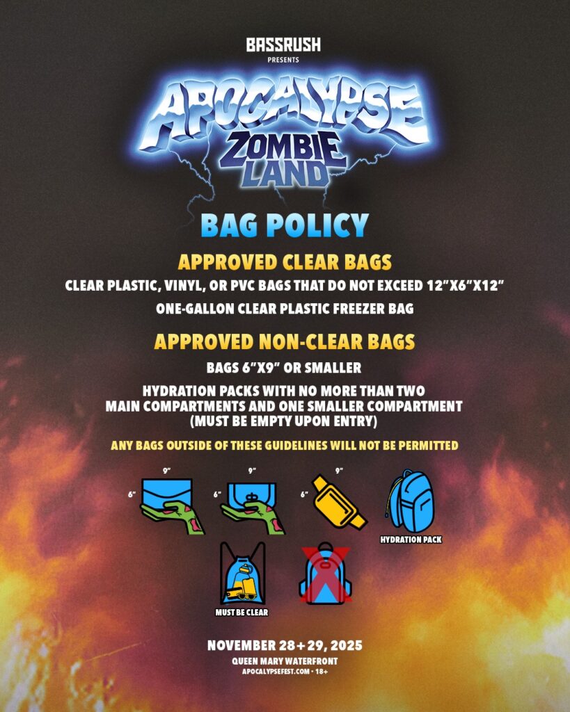 Apocalypse Zombieland 2025 - Bag Policy